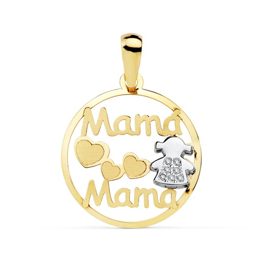[P9K16937] 9K COLGANTE MAMA BICOLOR NIÑA 18 MM
