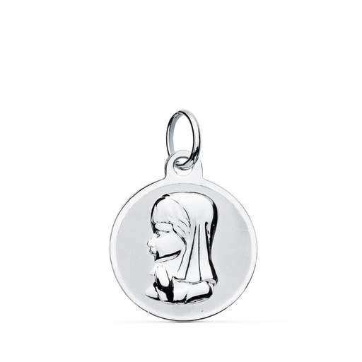 [P9K16983] 9K MEDALLA ORO BLANCO VIRGEN NIÑA 14 MM