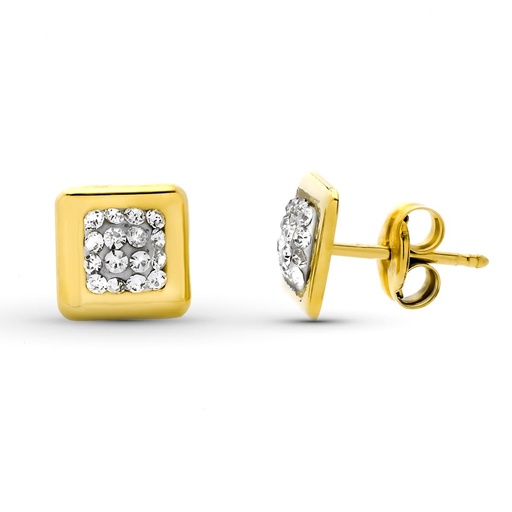 [P9K18078] 9K PENDIENTES ORO AMARILLO CUADRADOS 6.5X6.5 MM PRESION