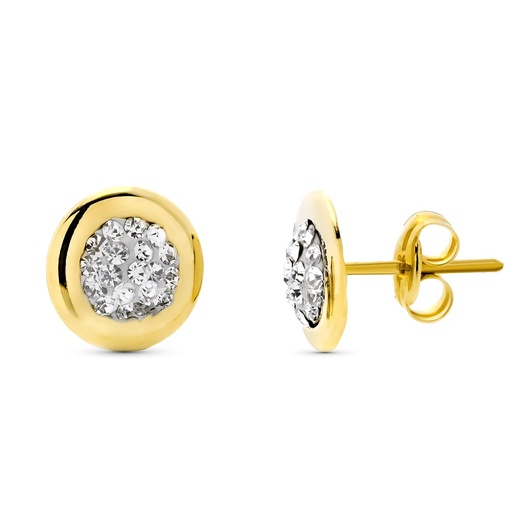 [P9K18079] 9K PENDIENTES ORO AMARILLO REDONDOS 8 MM CIERRE PRESION