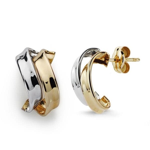 [P9K18136] 9K PENDIENTES ORO BICOLOR 13X7 MM