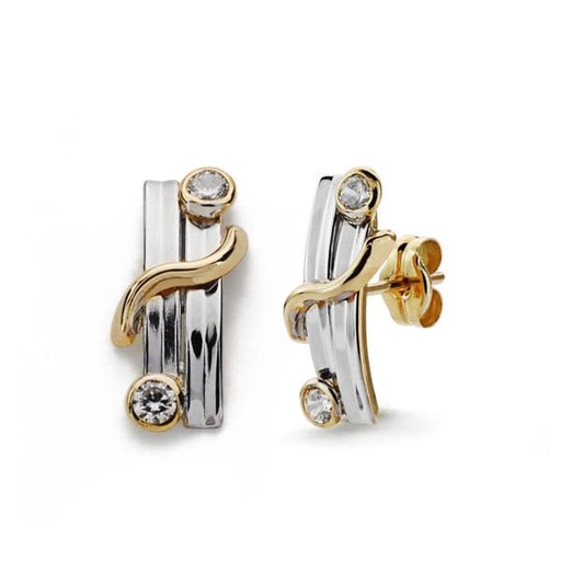 [P9K18137] 9K PENDIENTES BICOLOR 15X6 MM