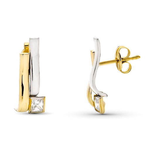[P9K18138] 9K PENDIENTES BICOLOR 15X5 MM