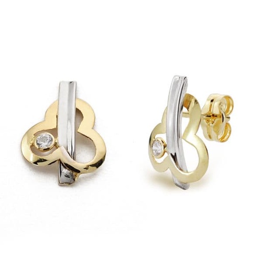 [P9K18139] 9K PENDIENTES BICOLOR CIRCONITA 12X9 MM