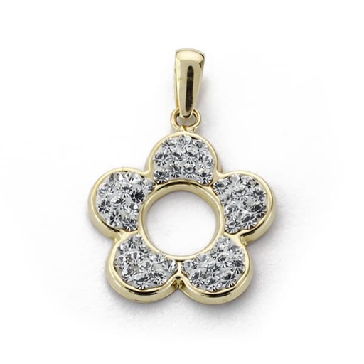 [P9K18153-5] 9K COLGANTE ORO AMARILLO FLOR CIRCONITAS 16X14 MM