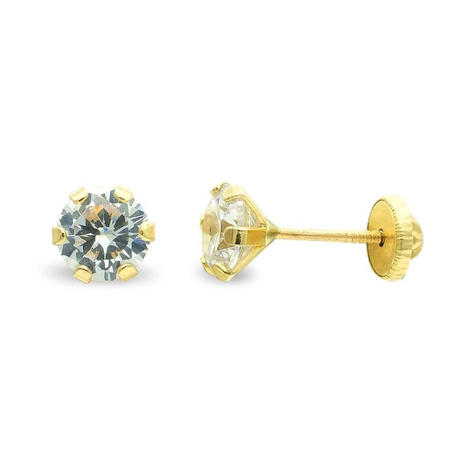 [P9K18175] 9K PENDIENTES CIRCONITA 6 GARRAS 5 MM