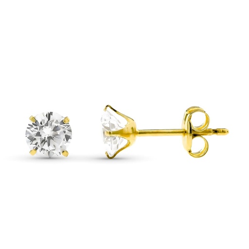 [P9K18175-P] 9K PENDIENTES ORO AMARILLO GARRA CIRCONITAS 5 MM PRESION