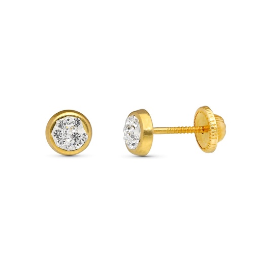 [P9K18179] 9K PENDIENTES ORO AMARILLO CIRCONITAS CUAJO 5X5 MM CIERRE ROSCA