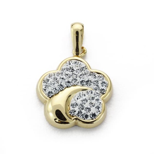[P9K18183-5] 9K COLGANTE ORO AMARILLO FLOR CIRCONITAS 15X13 MM
