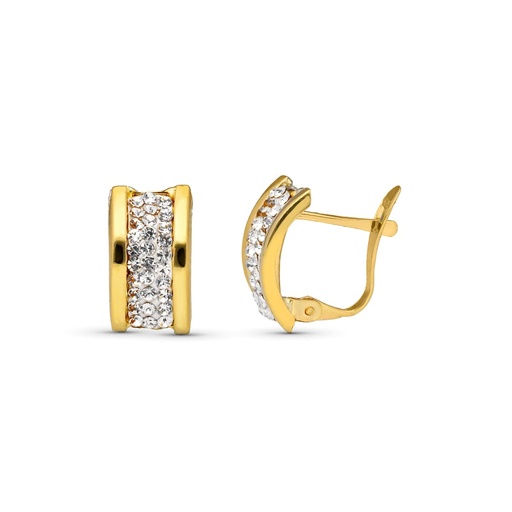 [P9K18222] 9K PENDIENTES ORO AMARILLO BANDAS CIRCONITAS 12X7 MM CATALAN