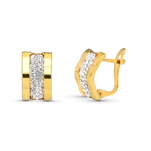 [P9K18223] 9K PENDIENTES ORO AMARILLO BANDAS CIRCONITAS 12X7 MM CATALAN