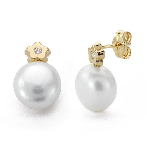 [P9K18250] 9K PENDIENTES ORO AMARILLO PERLA 12X8 MM