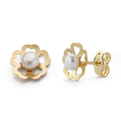 [P9K18255] 9K PENDIENTES PERLA 7X7 MM PRESION