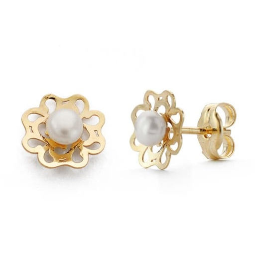 [P9K18256] 9K PENDIENTES PERLA 7X7 MM PRESION
