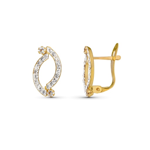 [P9K18363] 9K PENDIENTES ORO AMARILLO BANDAS CON CIRCONITAS 13X7 MM CIERRE CATALAN