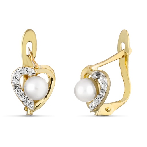 [P9K18365] 9K PENDIENTES ORO AMARILLO CORAZON CON CIRCONITAS 8X7 MM CIERRE CATALAN