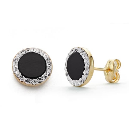 [P9K18502-ON] 18K PENDIENTES ONIX CIRCONITAS 8 MM