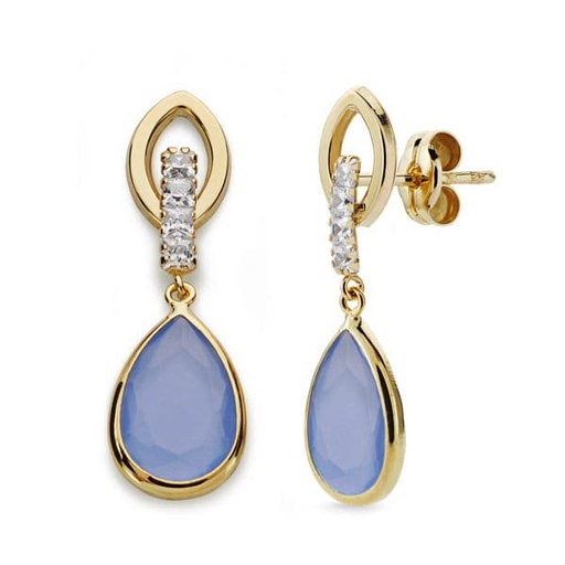 [P9K18553-AT] 9K PENDIENTES COLOR AMATISTA Y CIRCONITAS 28X9 MM