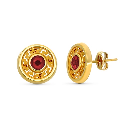[P9K18569-RO] 9K PENDIENTES ORO AMARILLO 11MM PIEDRA ROJA