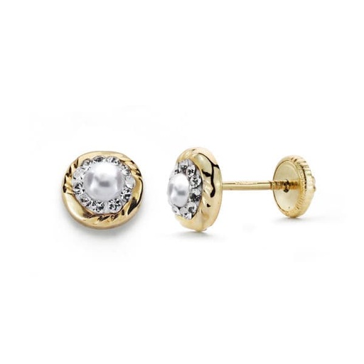 [P9K18645-P] 9K PENDIENTES CIRCONITA GARRAS 6 MM 