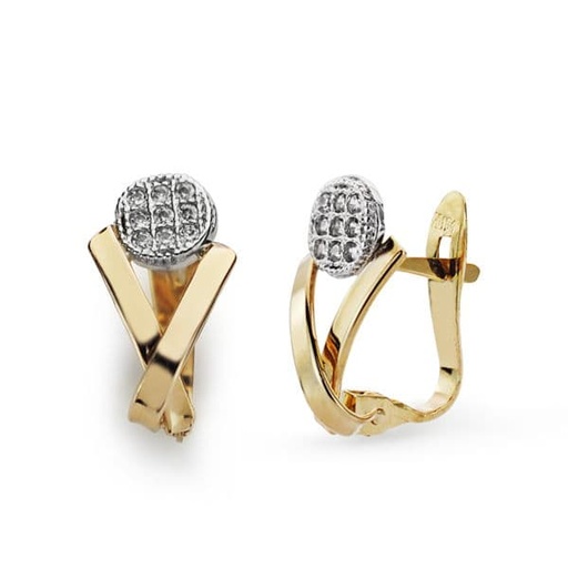 [P9K18676] 9K PENDIENTES BICOLOR CIRCONITAS 13X7 MM