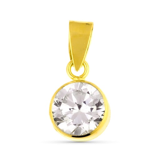 [P9K18906-5] 9K COLGANTE ORO AMARILLO REDONDO CHATON CON CIRCONITA 6 MM