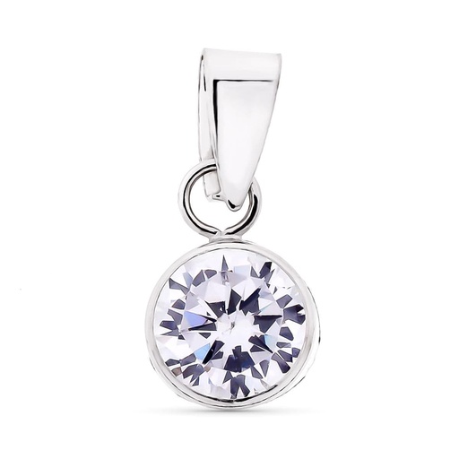 [P9K18906-5OB] 9K COLGANTE ORO BLANCO REDONDO CHATON CON CIRCONITA 6 MM