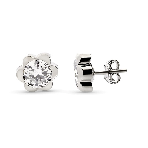 [P9K18910-OB] 9K PENDIENTES ORO BLANCO MARGARITA LIGERA 6X6 MM CIERRE PRESION