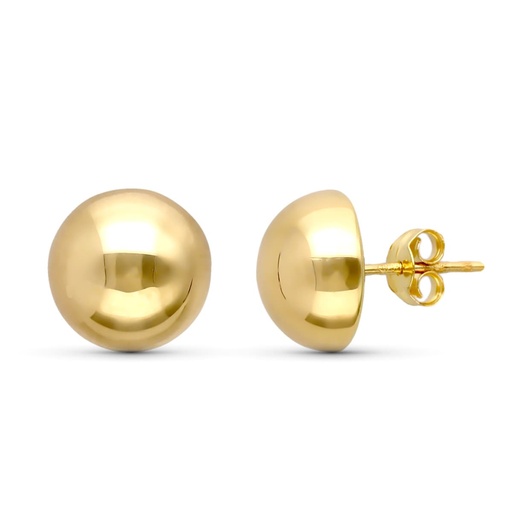 [P9K18995] 9K PENDIENTES ORO AMARILLO MEDIA BOLA LISA 10 MM PRESION
