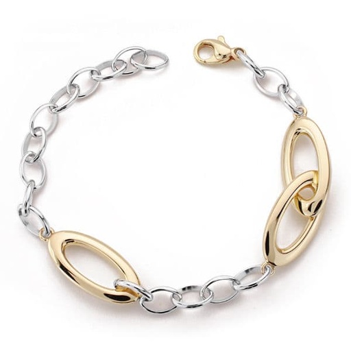 [P9K190236] 9K PULSERA ORO BICOLOR HUECA 20CM