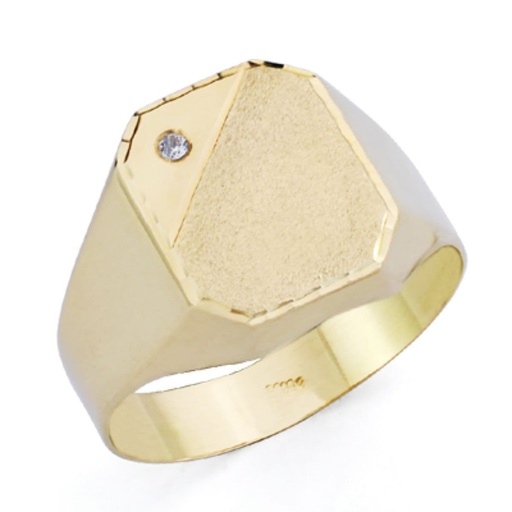 [P9K19165] 9K SELLO CABALLERO ORO AMARILLO HUECO CON CIRCONITA CABEZA MATIZADA 12X10 MM
