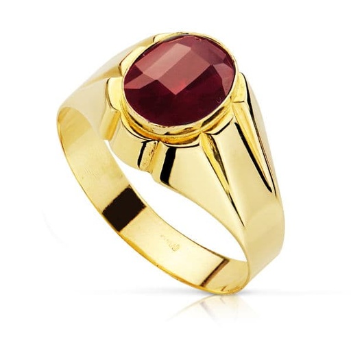 [P9K19170-RO] 9K SELLO ORO AMARILLO PIEDRA OVAL RUBI SPINEL 10X8 MM