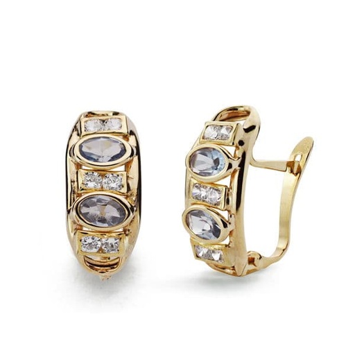 [P9K19271-1AM] 9K PENDIENTES ORO AMARILLO CIRCONITAS 16X7 MM