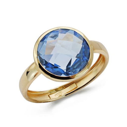 [P9K19304-AZ] 9K SORTIJA PIEDRA AZUL BOCEL 12 MM