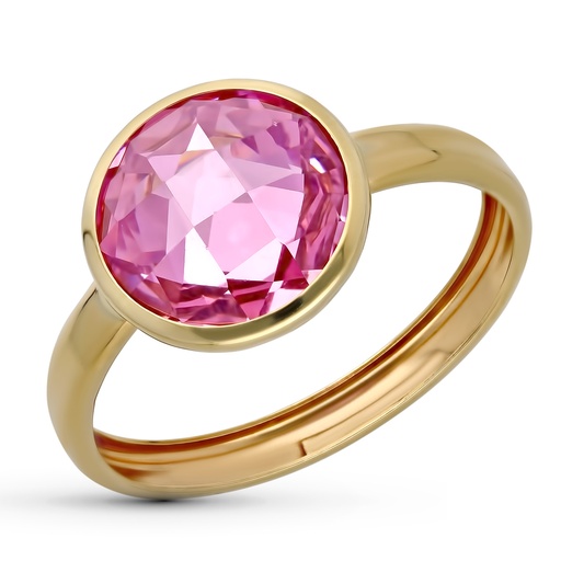[P9K19304-RS] 9K SORTIJA ORO AMARILLO PIEDRA ROSA BOCEL 12 MM