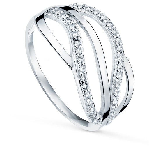 [P9K19526] 9K SORTIJA ORO BLANCO BANDAS CON CIRCONITAS