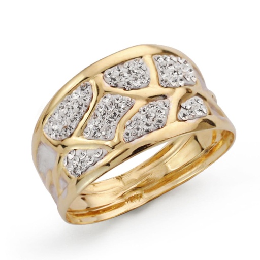 [P9K19551] 9K SORTIJA ORO AMARILLO CON CIRCONITAS ANCHO CUERPO 11 MM