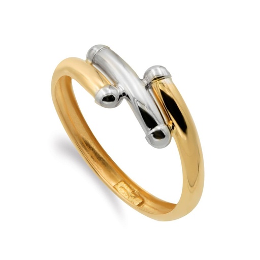 [P9K19553] 9K SORTIJA ORO BICOLOR BANDAS EN BRILLO