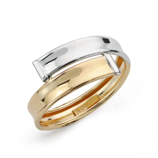 [P9K19556] 9K SORTIJA ORO BICOLOR CON BANDAS EN BRILLO