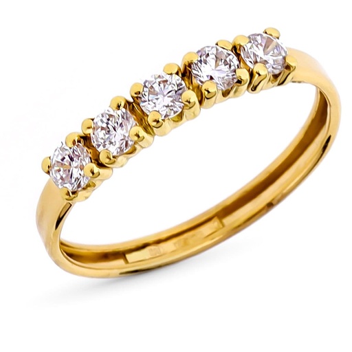 [P9K19557] 9K SORTIJA ORO AMARILLO QUINTILLO CON CIRCONITAS ANCHO CUERPO 3 MM