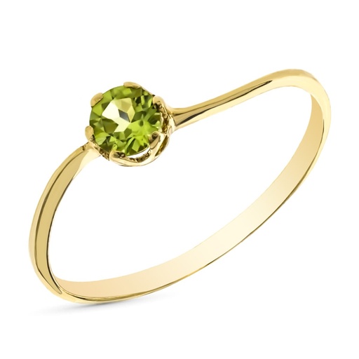 [P9K19562] 9K SOLITARIO ORO AMARILLO OLIVINA NATURAL 4 MM 0.290 QTS