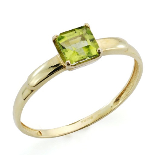 [P9K19563] 9K SOLITARIO ORO AMARILLO OLIVINA 0.71 QTS. 5 MM