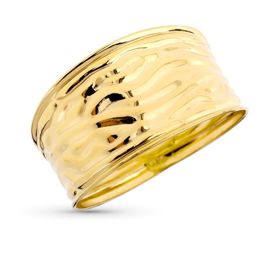 [P9K19565] 9K SORTIJA ORO AMARILLO ANCHA DETALLES RELIEVE EN BRILLO ANCHO 11 MM