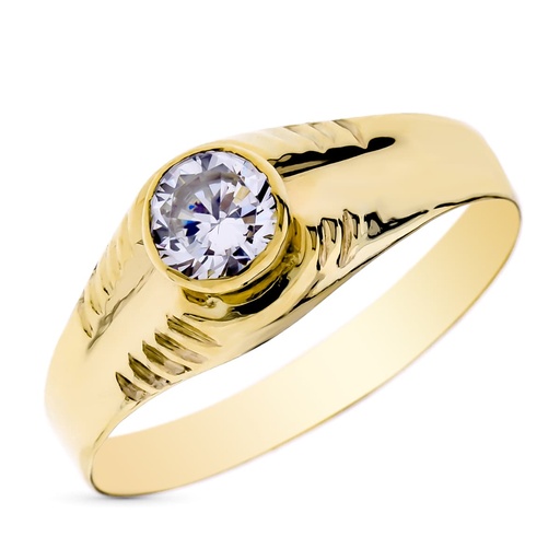 [P9K19587] 9K SOLITARIO CADENATE ORO AMARILLO CIRCONITA 4 MM ANCHO TOTAL 7 MM