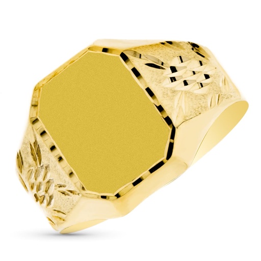 [P9K19600] 9K SELLO ORO AMARILLO CADETE HUECO TALLADO ZONA DE TALLA 10X7 MM