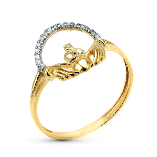 [P9K19641] 9K SORTIJA ORO AMARILLO CLADAGH IRLANDES ANCHO TOTAL 12 MM