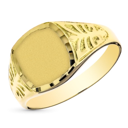 [P9K200467] 9K SELLO ORO AMARILLO MACIZO CADETE Y TALLADO 11X11 MM