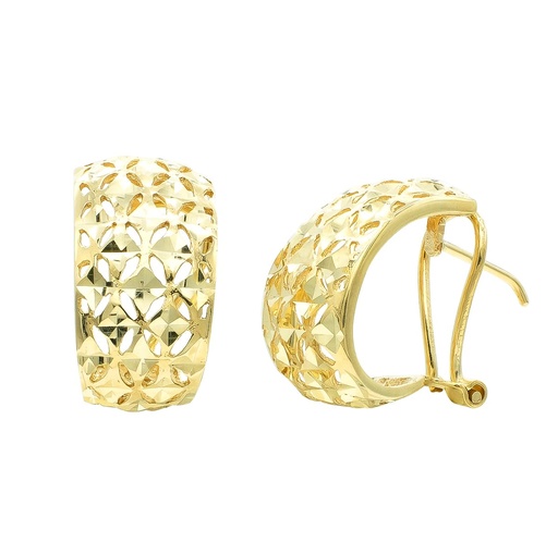 [P9K20211-1] 9K PENDIENTES CALADOS TALLADOS OMEGA 17X10 MM