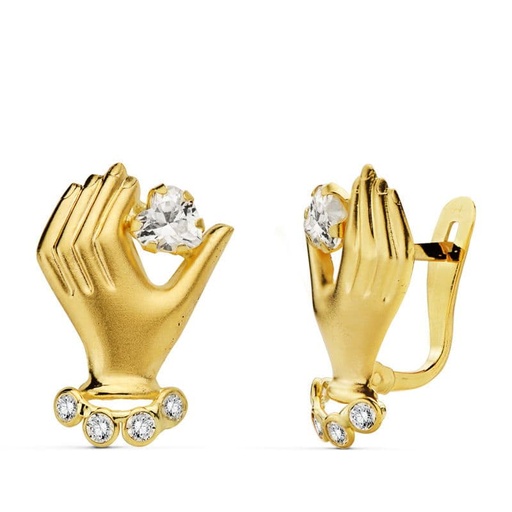 [P9K20223-1] 9K PENDIENTES ORO AMARILLO CIRCONITAS 17X11 MM