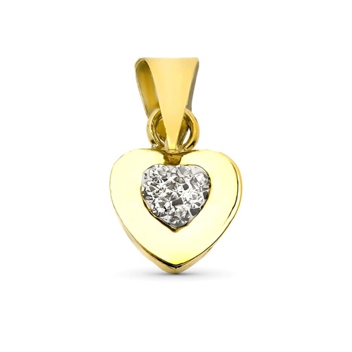 [P9K20557-5] 9K COLGANTE ORO AMARILLO CORAZON CIRCONITAS 9X6 MM